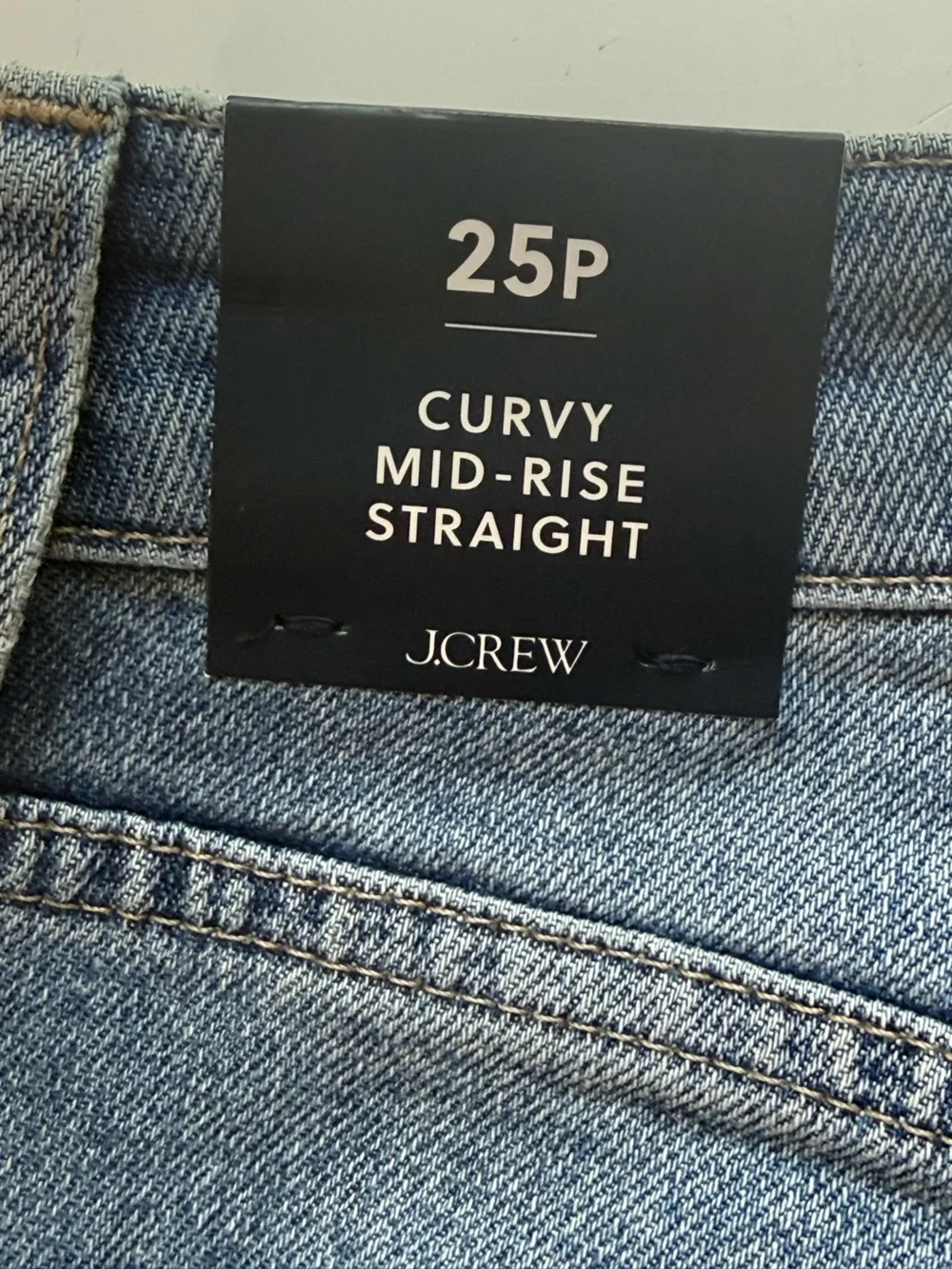 J. Crew Blue Curvy Mid-Rise Straight Jeans 25P NWT